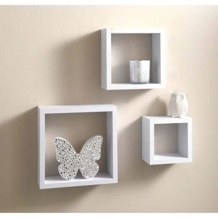 ever square cubes wall decor shelf set of three white