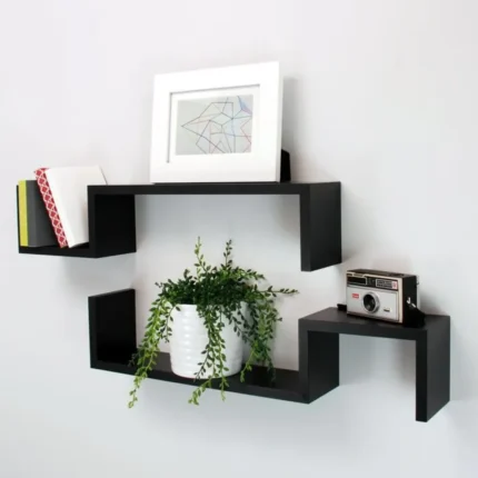 glish – s shaped wall floating shelves black set of 2