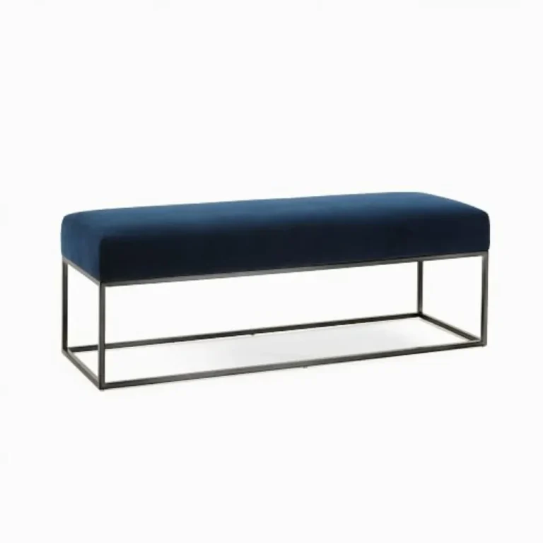 boxy – dark blue cushioned ottoman bench