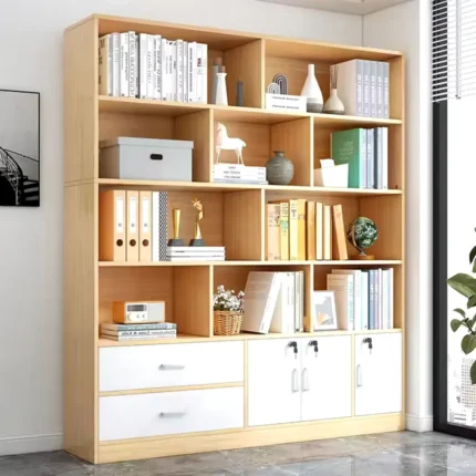 vaulta – oak brown and white office storage bookshelf