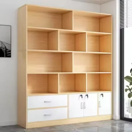 vaulta – oak brown and white office storage bookshelf