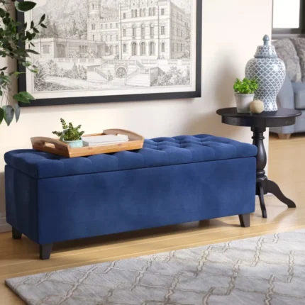 kevin – navy blue storage ottoman