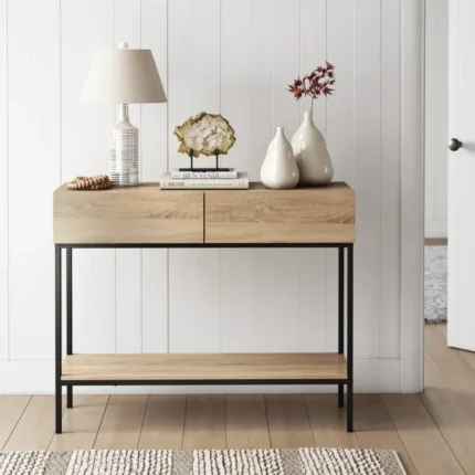 siamo – oak brown & black console table