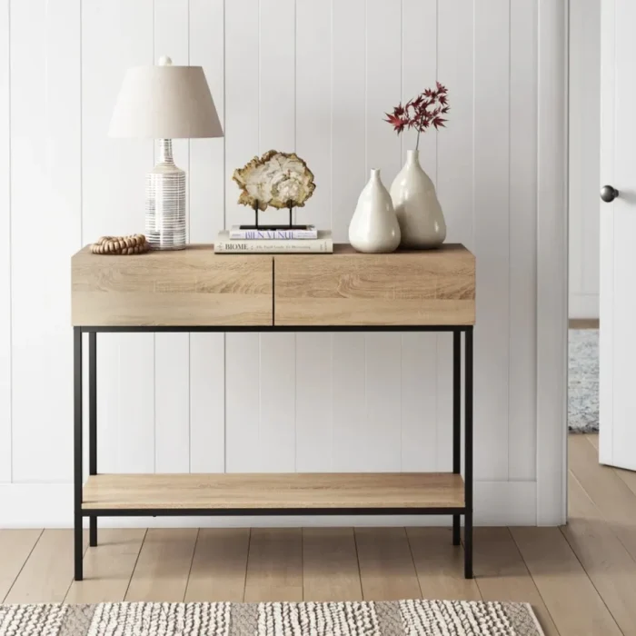 siamo – oak brown & black console table