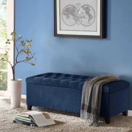 kevin – navy blue storage ottoman