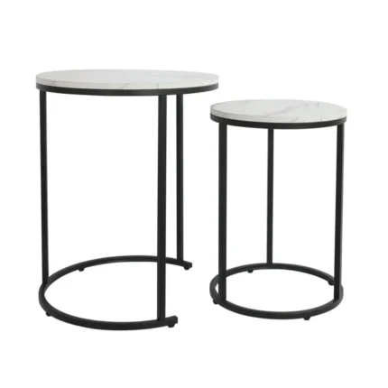 nimbus – set of two marble top nesting table with metallic frame