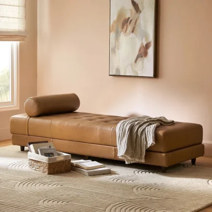 verve – mid century style brown chaise lounge