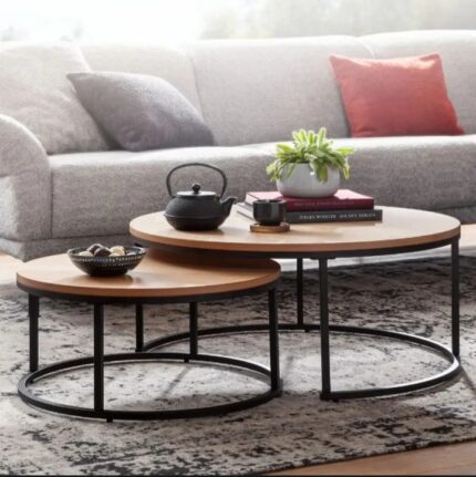 center table set for drawing room iron base & wooden top