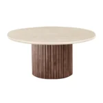 quilla – beige round marble top coffee table