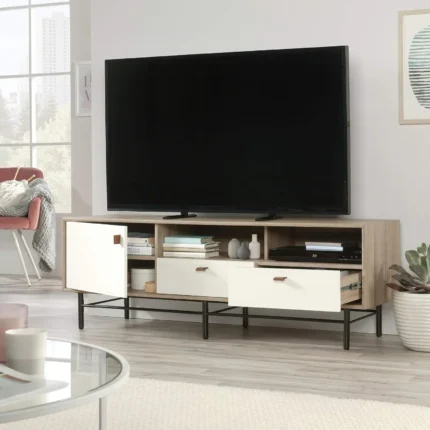 urbantine – white & light brown laminated tv unit stand