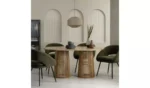 grub – seven piece modern dining table set in walnut brown & green