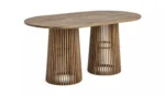 grub – seven piece modern dining table set in walnut brown & green
