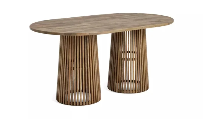 grub – seven piece modern dining table set in walnut brown & green