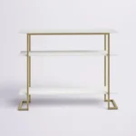 calix – golden metallic frame console table with geometric legs