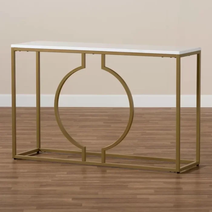 anser – ultra modern console table with golden metallic frame