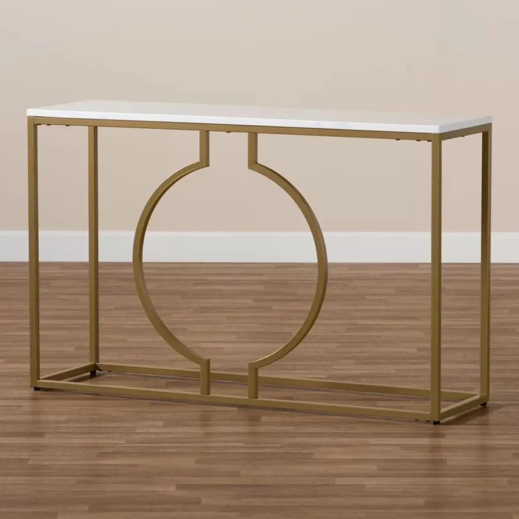 anser – ultra modern console table with golden metallic frame