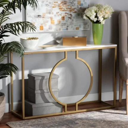 anser – ultra modern console table with golden metallic frame