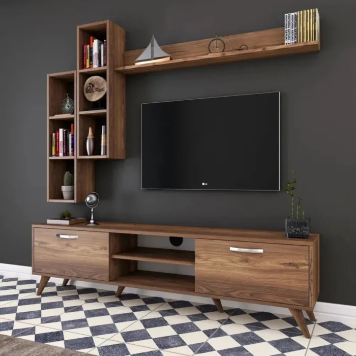 verta – urban style media wall unit in walnut brown
