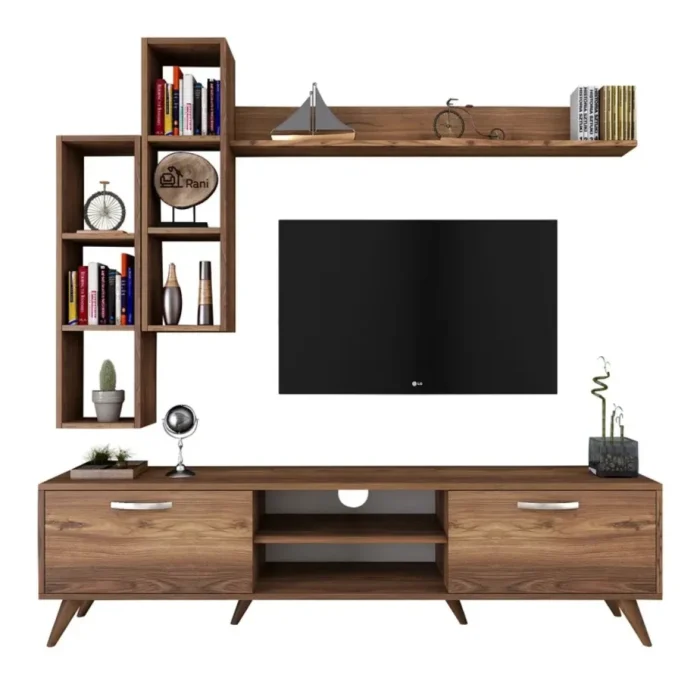 verta – urban style media wall unit in walnut brown