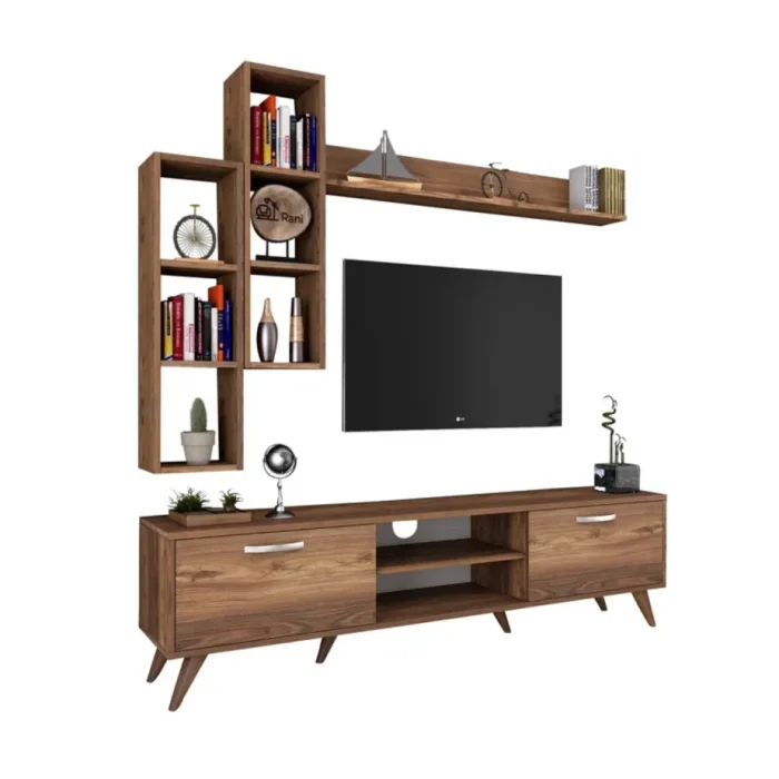 verta – urban style media wall unit in walnut brown