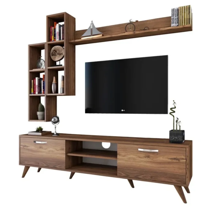 verta – urban style media wall unit in walnut brown