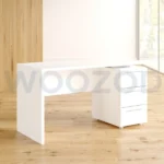 White Executive Office Table with 3 drawers and modern minimalist design.