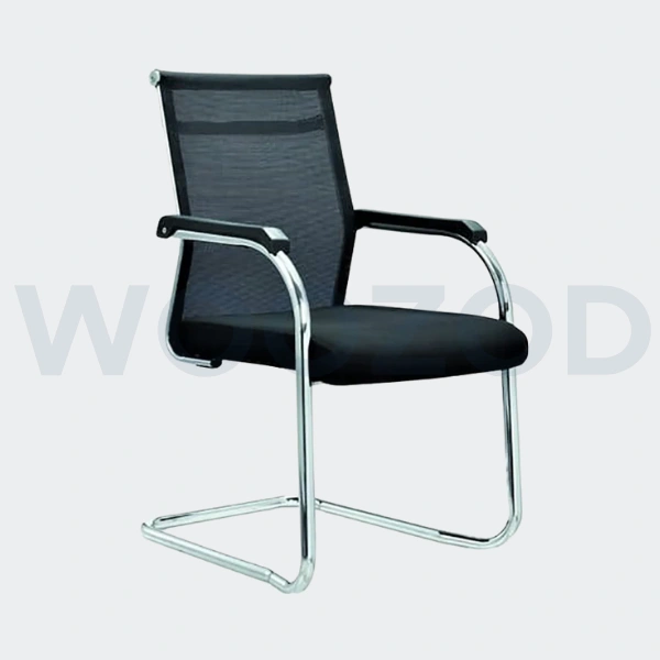 Woozod Acotas Visitor Chair with mesh back and stainless-steel frame.
