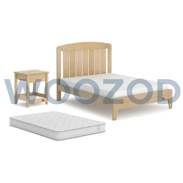 Alice Double Bed Package – Double Bed with Linear Bedside Table and Pocket Spring Mattress.