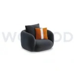 ARIO One Seater Sofa with Curved Arms and Soft Velvet Upholstery.
