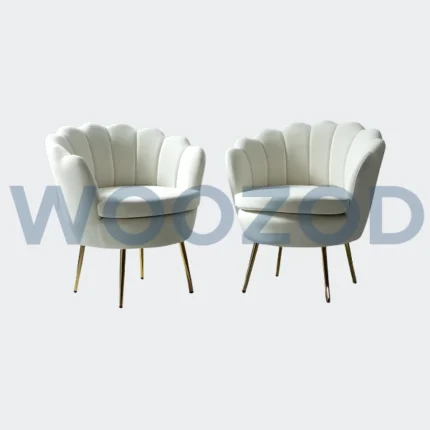 Woozod Bedroom Chair Set 58 made of Sheesham wood with carved design and coffee table.