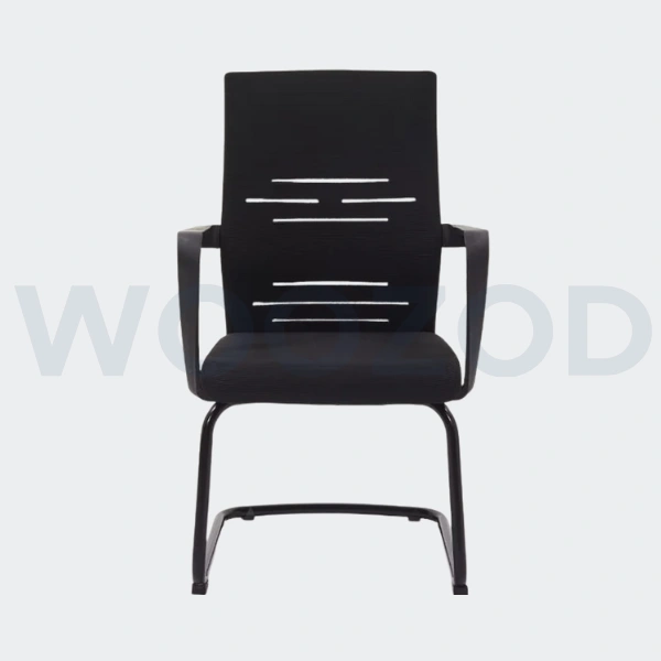 Woozod Berlin Visitor Chair – Mesh Back Fabric Seat with Metal Frame.