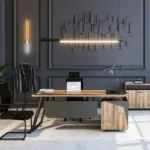 Woozod Dynamo Executive Office Table with side rack and two-tone MDF finish.