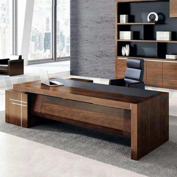 Empire Luxe Executive Office Table made of MDF with PVC paper pasting – luxury modern office desk by Woozod.