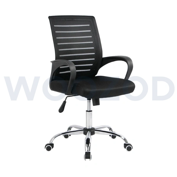 Woozod Maglia modern low back mesh office chair with chrome base and ergonomic design.