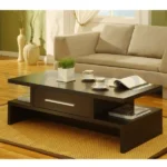 Woozod Marshel Coffee Table With Storage – Dark Brown Wooden Design.