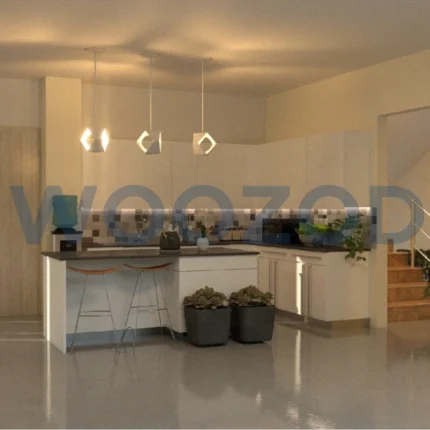 Woozod Modern Kitchen – modular kitchen with durable laminated cabinets, customizable design, and Woozod delivery & exchange policy.