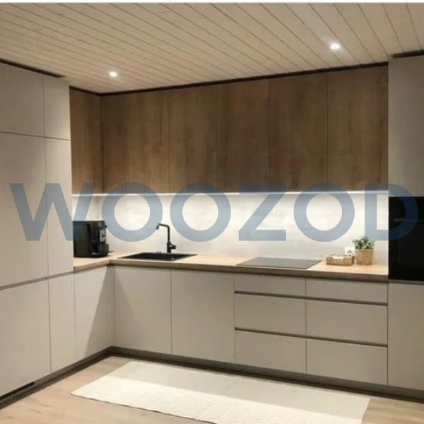 Woozod Modern Kitchen – modular kitchen with durable laminated cabinets, customizable design, and Woozod delivery & exchange policy.