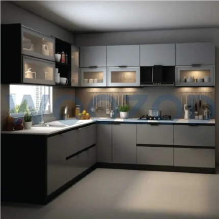 Woozod Modern Kitchen – modular kitchen with durable laminated cabinets, customizable design, and Woozod delivery & exchange policy.