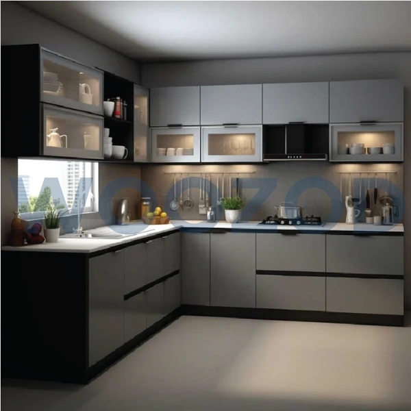 Woozod Modern Kitchen – modular kitchen with durable laminated cabinets, customizable design, and Woozod delivery & exchange policy.