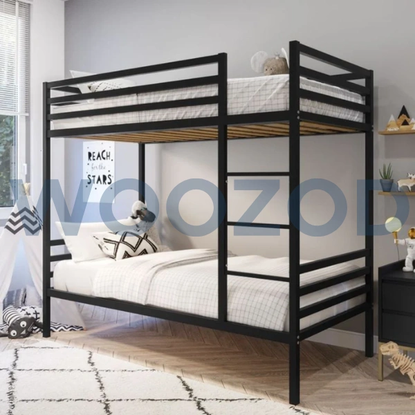 Woozod Obsidian Loft Bunker Bed with sleek black finish and modern loft design.
