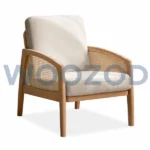 Woozod Philario Rattan Arm Chair in Oak Wood and Rattan Finish.