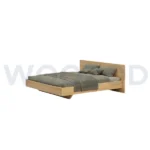 Modern floating bed in oak brown finish. Queen bed with solid headboard and veneer polish Woozod oak brown bed design for modern bedrooms.