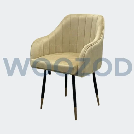 Woozod Serena Velvet Armchair in premium velvet with tufted back and gold-accented legs.