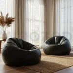 Woozod Set of 2 Leather Bean Bags – XL and XXXL sizes for home, office, and gaming use.