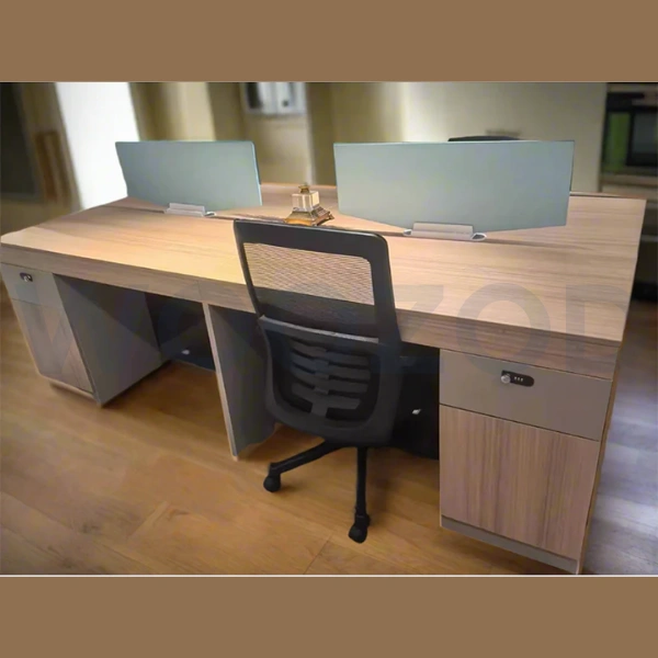 Woozod Slake modern office workstation desk with Al-Noor MDF wooden top and powder-coated metal base.