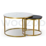 Woozod Sweyn Nesting Tables Set – modern black and white nesting tables with chrome iron legs.
