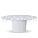 Woozod Tinatin Coffee Table – modern white coffee table with sintered stone surface and fluted base.