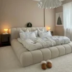 Modern King Size Bed by Woozod with Channel Tufting