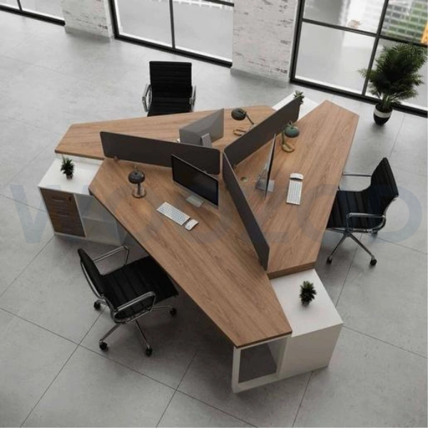 Woozod Workstation-VI contemporary office workstation desk with Al-Noor MDF top and powder-coated metal base.