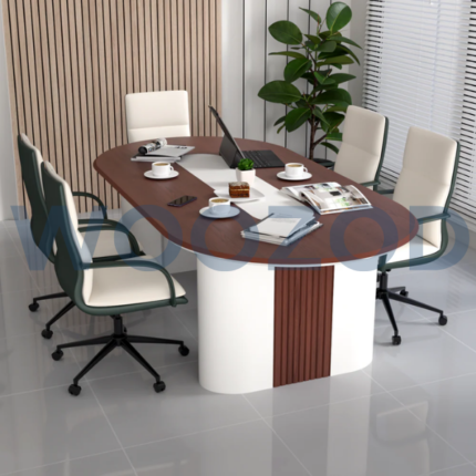 Woozod Arc Meeting Table 8x4 ft MDF veneer conference table.